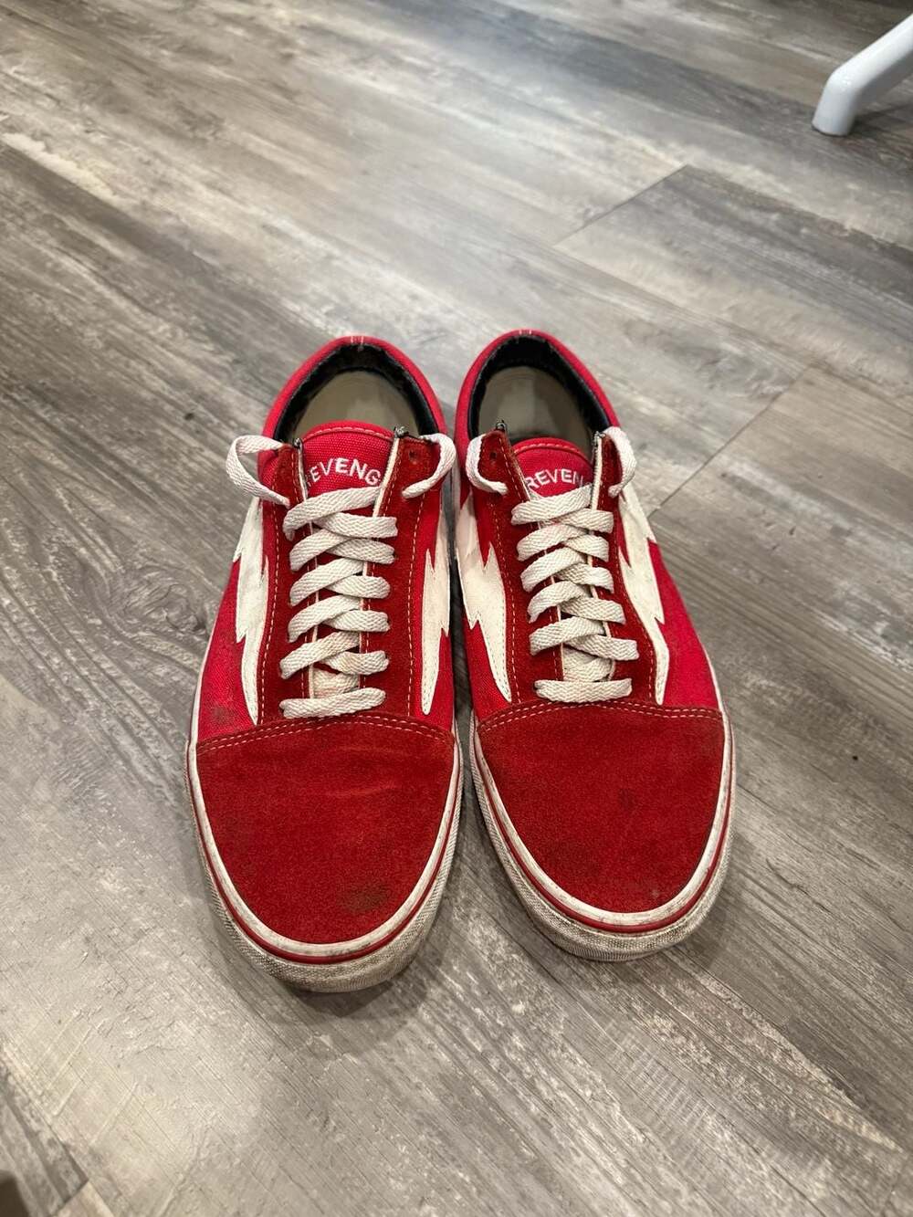 Revenge x Storm Red Canvas and Suede Low Top Sneakers